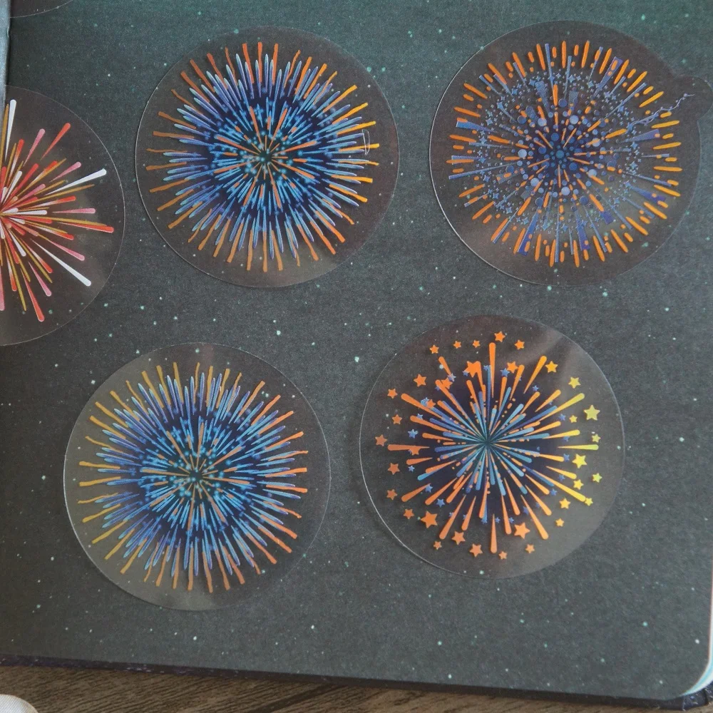 28pcs MIX Size Gold Romantic Fireworks in Summer Style PVC Sticker Scrapbooking DIY Gift Packing Label Decoration Tag