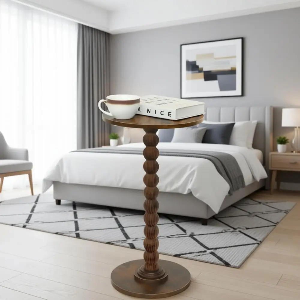 

Компактный деревянный приставной столик в деревенском стиле, коричневый: идеально подходит для гостиных, спален и офисов