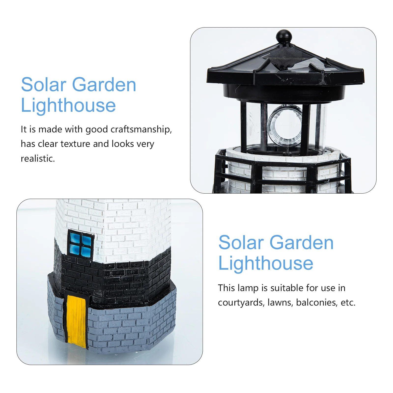 

Powered LED Lamp Realistic Resin Solar Garden Lighthouse Craft Lawn Garden Solar Light Automatic Night Rotation