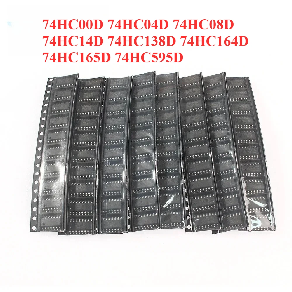 80pcs Integrated Circuits Kit SMD 74HC00D 74HC04D 74HC08D 74HC14D 74HC138D 74HC164D 74HC165D 74HC595D SOP Logic IC Chip Set