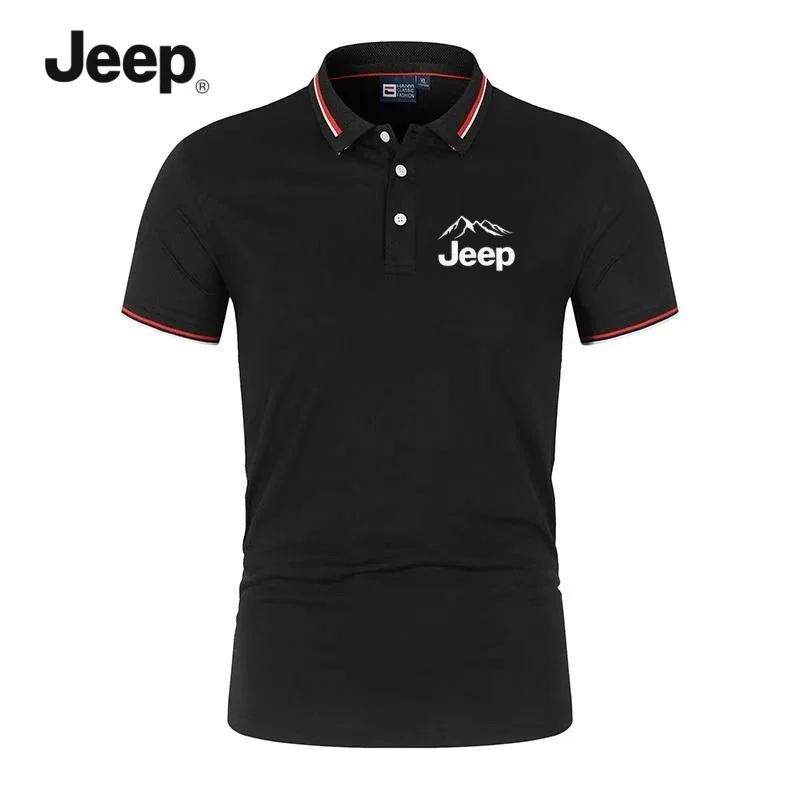 T-shirt et polo d'été pour homme JEEP, haut de sport à séchage rapide pour l'extérieur, vêtement décontracté à col à revers
