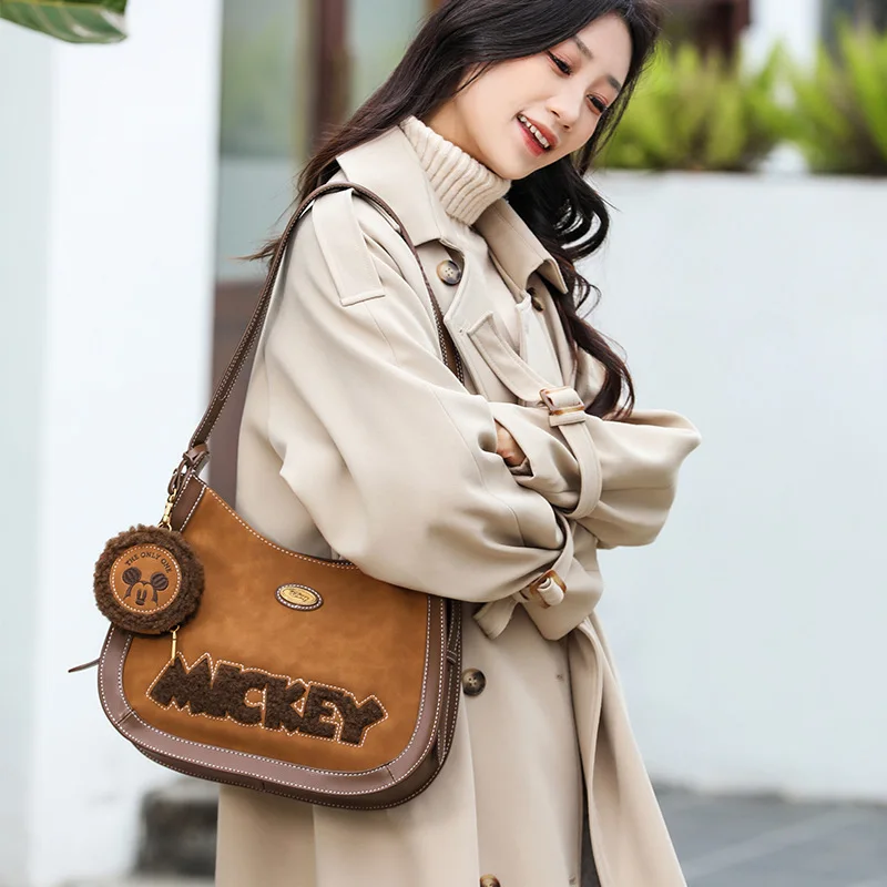 Disney-monederos de Mickey para mujer, bolsos Retro de lujo, bolso cruzado Kawaii, bolso de hombro de moda, estuche de Anime, billetera Linda