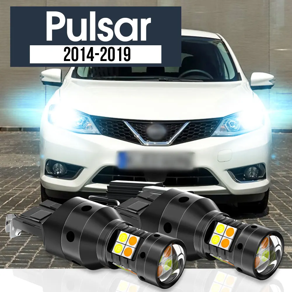 

2pcs LED Dual Mode Turn Signal+Daytime Running Light Blub DRL Canbus Accessories For Nissan Pulsar C13 2014-2019 2016 2017 2018