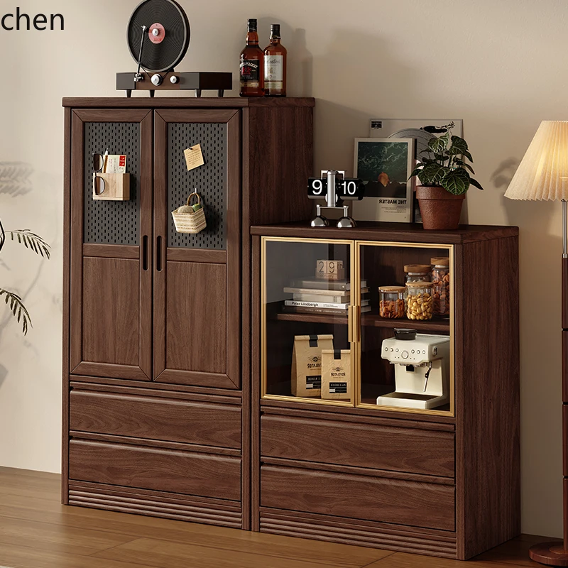 

QZT solid wood chest cabinet storage living room display storage cabinet high and low cabinet