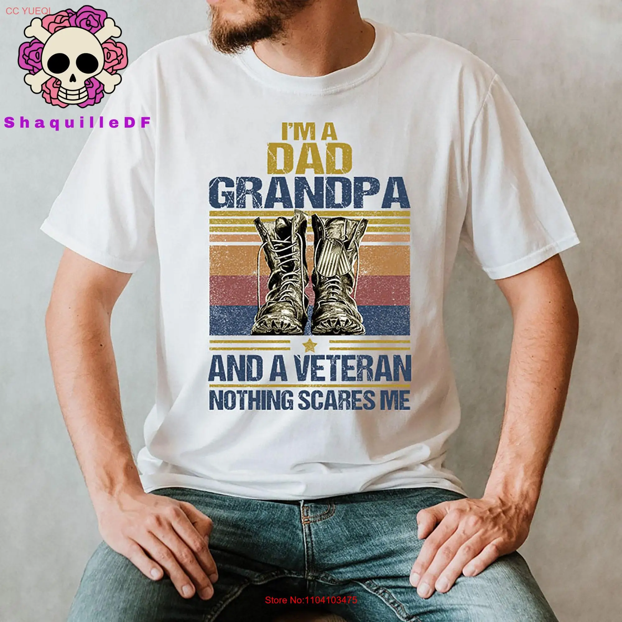 I m A Dad Grandpa And Veteran Nothing Scares Me Vintage Father Day T Shirt VeT Army  long or short sleeves