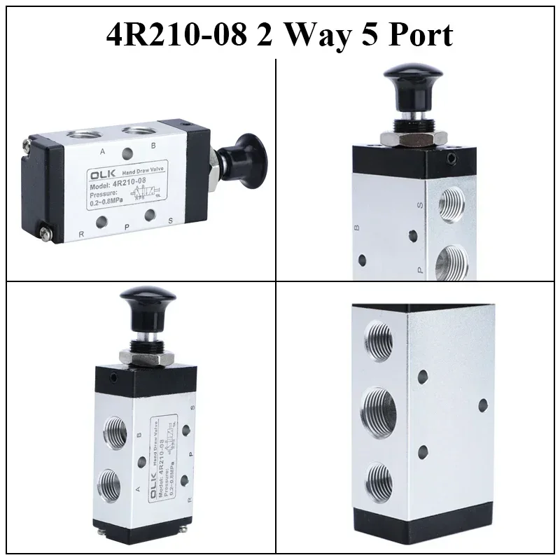 HLH 4R210-08 Hand-operated Valve Mechanical Valve Control Cylinder 3R210-08 Manual Pneumatic Switch Two-position Three-way Air V