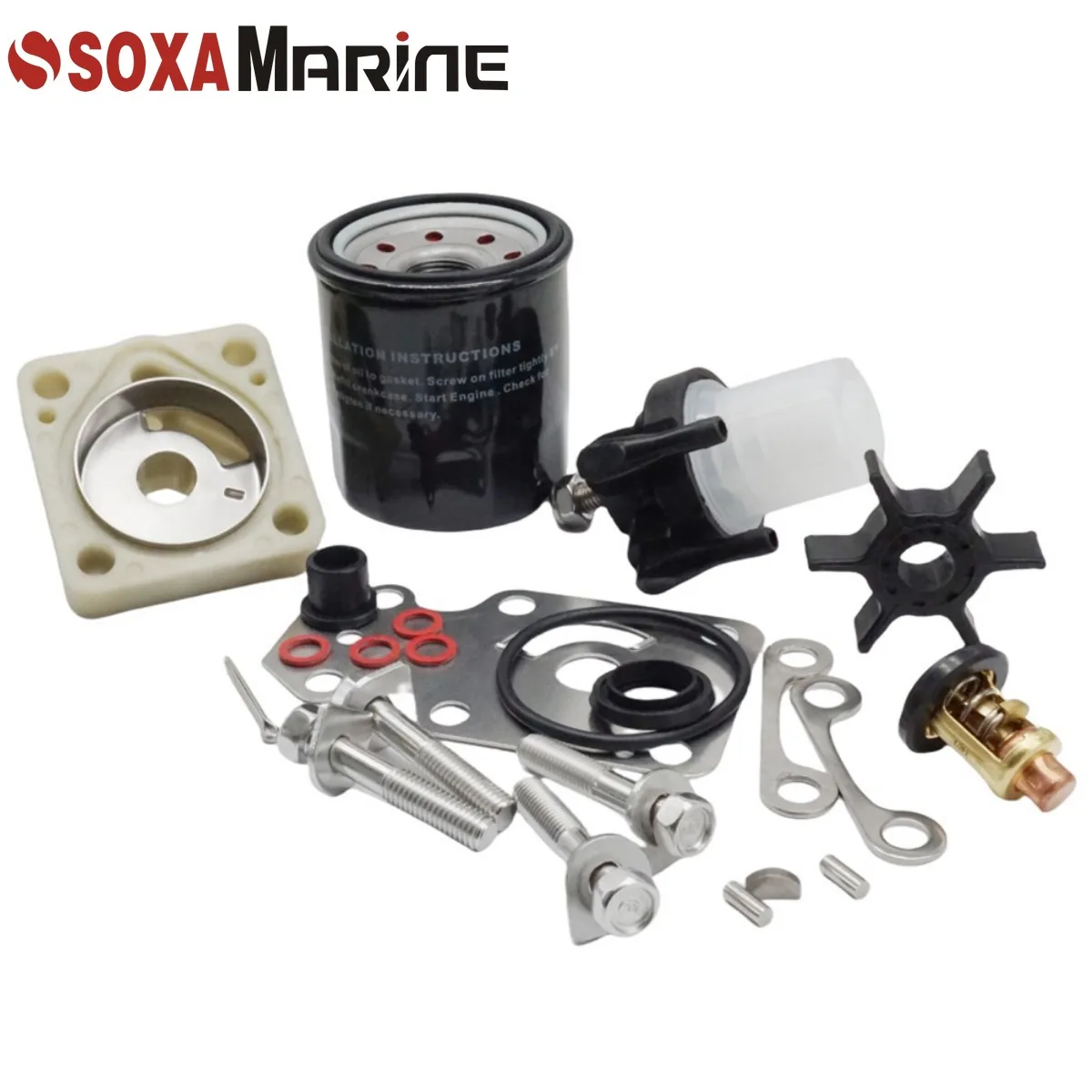 Adatto per kit di manutenzione Yamaha F15C 2007 + ricostruzione pompa acqua fuoribordo con termostato e filtro olio combustibile