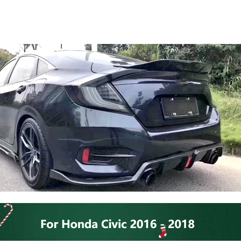 

New！ Car Trunk Spoiler Carbon Fiber Auto Rear Trunk Wing R For Honda Civic 2016 - 2018 Style Refit Accessories Spoiler