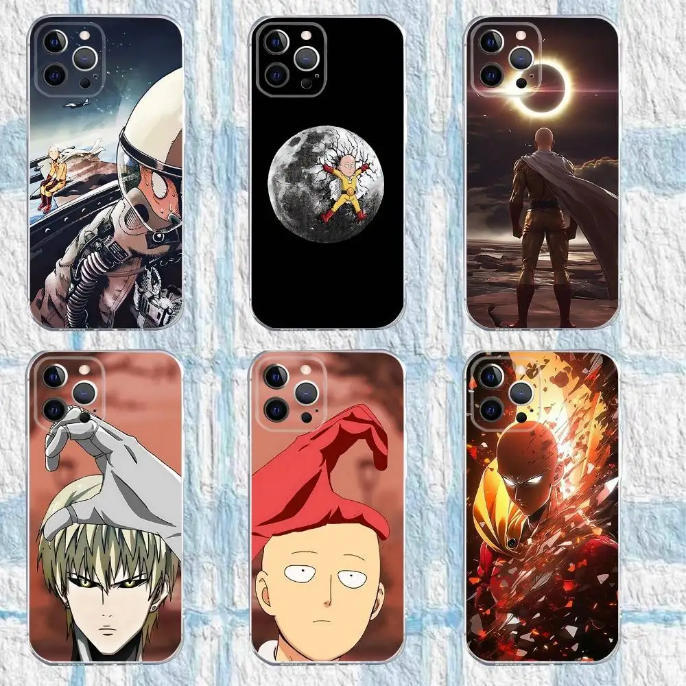 

One P-Punch-Man Saitama Phone Case For iPhone 17,16,15,14,13,12,11 Pro,Max,Plus,X,XS,XR,SE4,E Mini Transparent Soft Cover