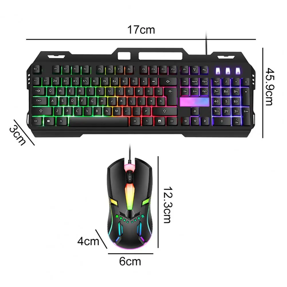 Wired Gaming Keyboard with Mouse Set Ergonomic Symmetrical Design Precise Control Backlit Mechanical Keyboard