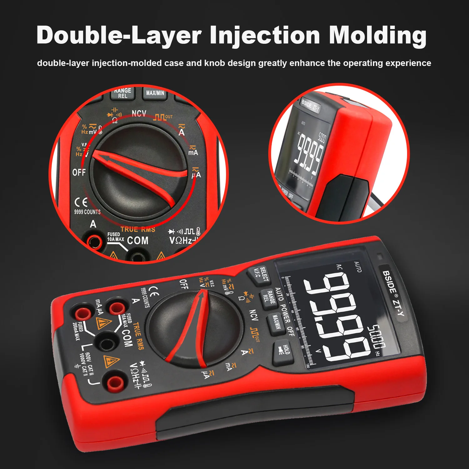 Professional Digital Multimeter BSIDE ZT-Y Y2 True-RMS Display Analog Tester Current Voltmeter Capacitor Temp VFC NCV Hz Meter