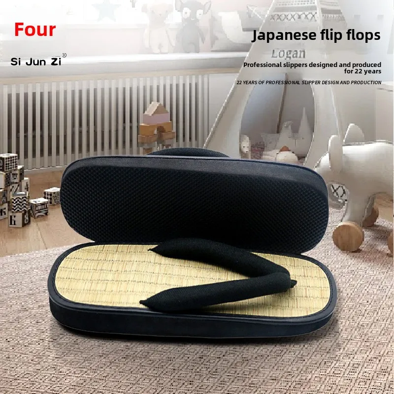 Straw Plaited Man Flip Flops Summer Slippers Y shaped Clip Slipper Sandals Open Toe Japanese Thick Bottom Slippers Indoor House