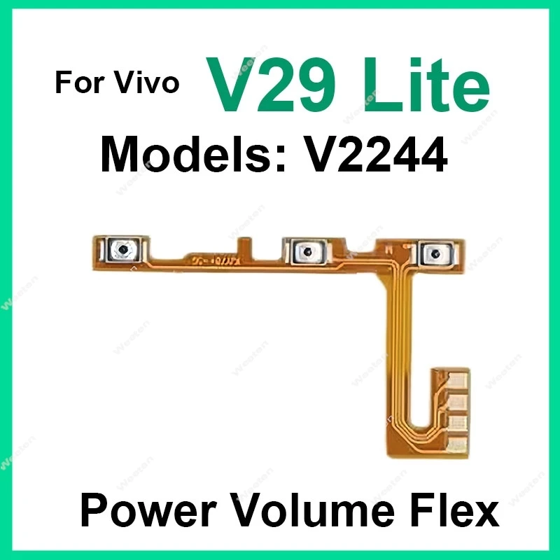 Cable flexible de repuesto para botón lateral de encendido y volumen para Vivo V29 Lite, Y02, Y02t, Y10, Y11, Y32T, Y78 Plus