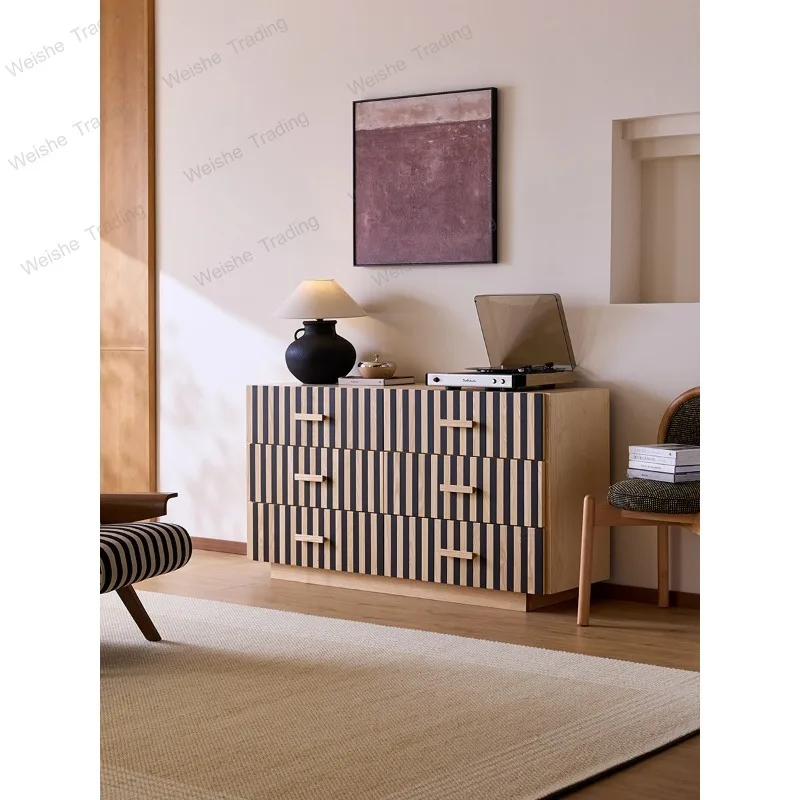 Solid wood French art sense living room bedroom storage six chest cabinet against the wall entrance dining side cabinet