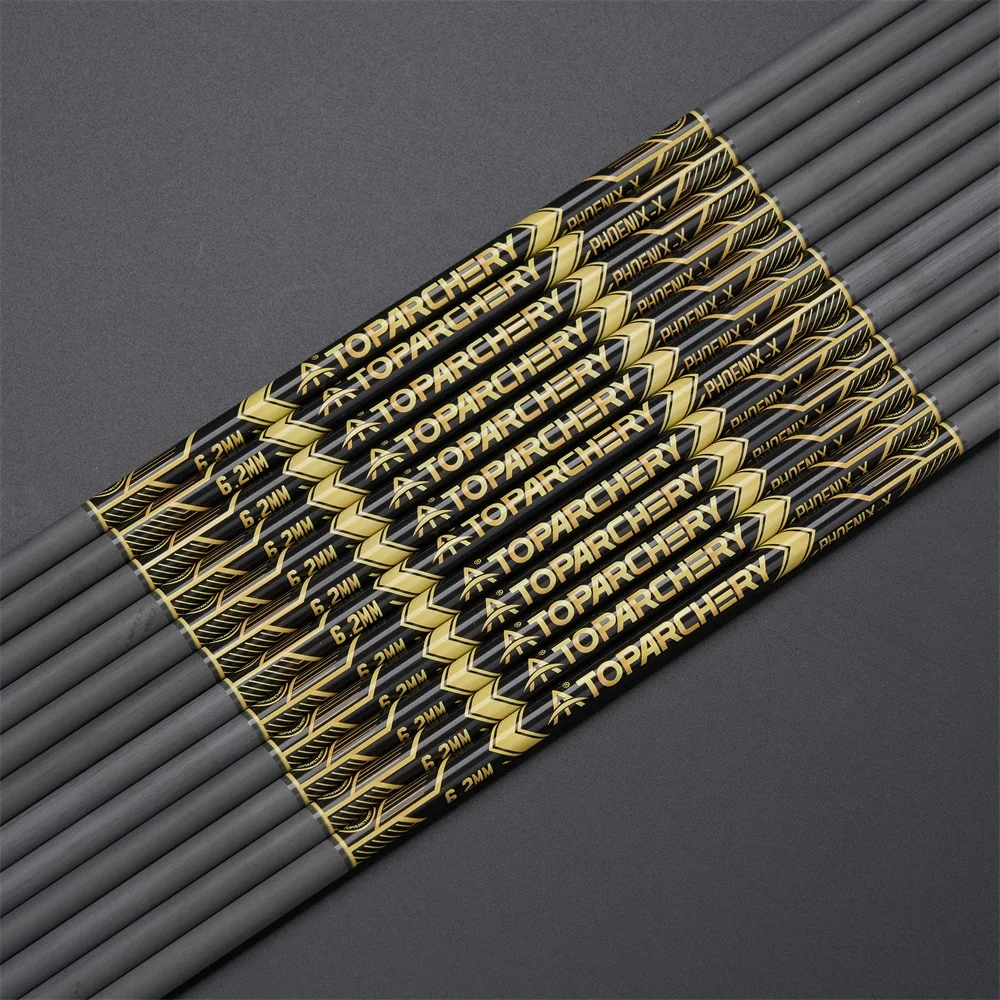 Fotografia 7: 12/24 pçs eixo de seta de carbono puro para tiro com arco e identificação de caça 6.2mm Spine300-600 diy caça ao ar livre tiro acessório de seta