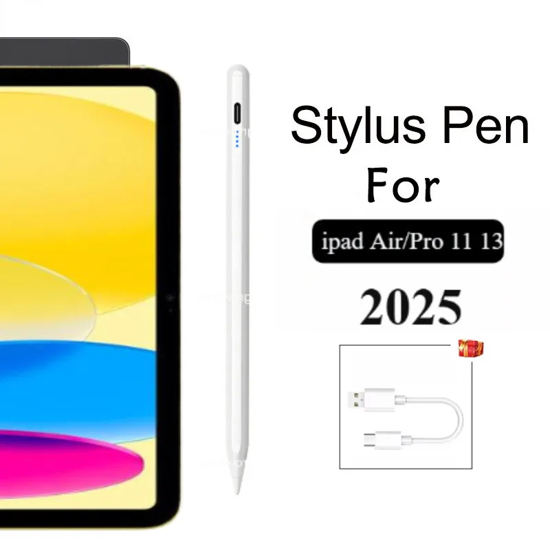 

Стилус для iPad 11-го поколения 2025 A16 A17 Pro M4 Air11 13 M3 (2018-2025) Mini 7, перезаряжаемый экран, сенсорный карандаш для рисования