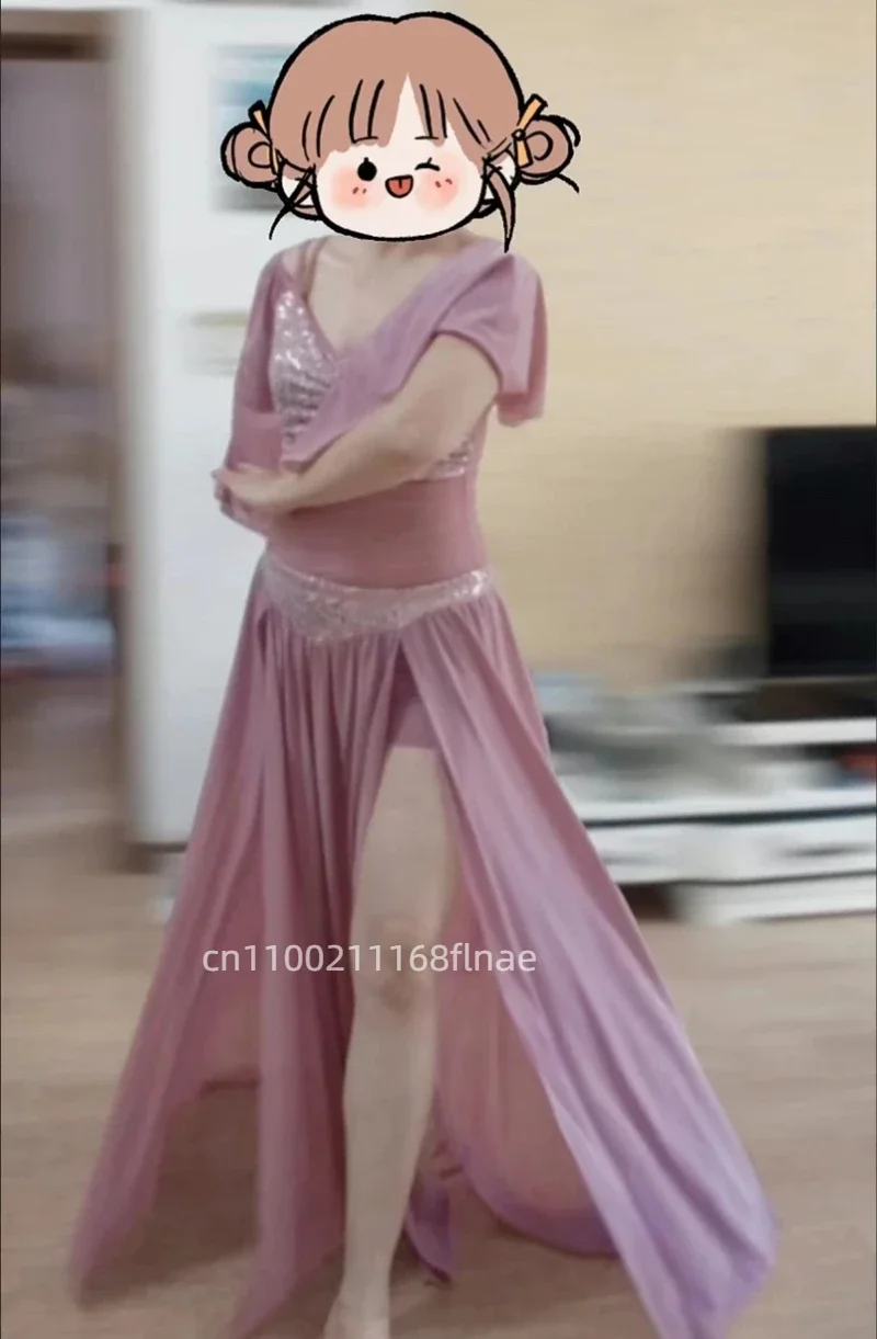 

Костюмы для танца живота для женщин, осенне-зимний костюм для восточного танца, марлевая сетка, одежда для танца живота, сценическая тренировочная одежда