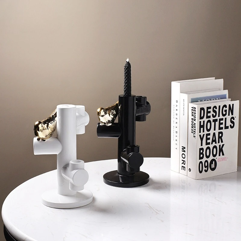 

Modern minimalist ceramic bird candle holder ornament, electroplated, home desktop candle holder decoration, wedding decoration