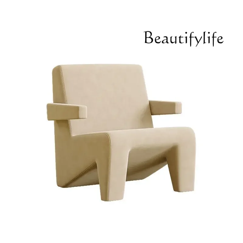 

Light luxury cream fabric single sofa living room balcony creative minimalist lazy leisure single chair