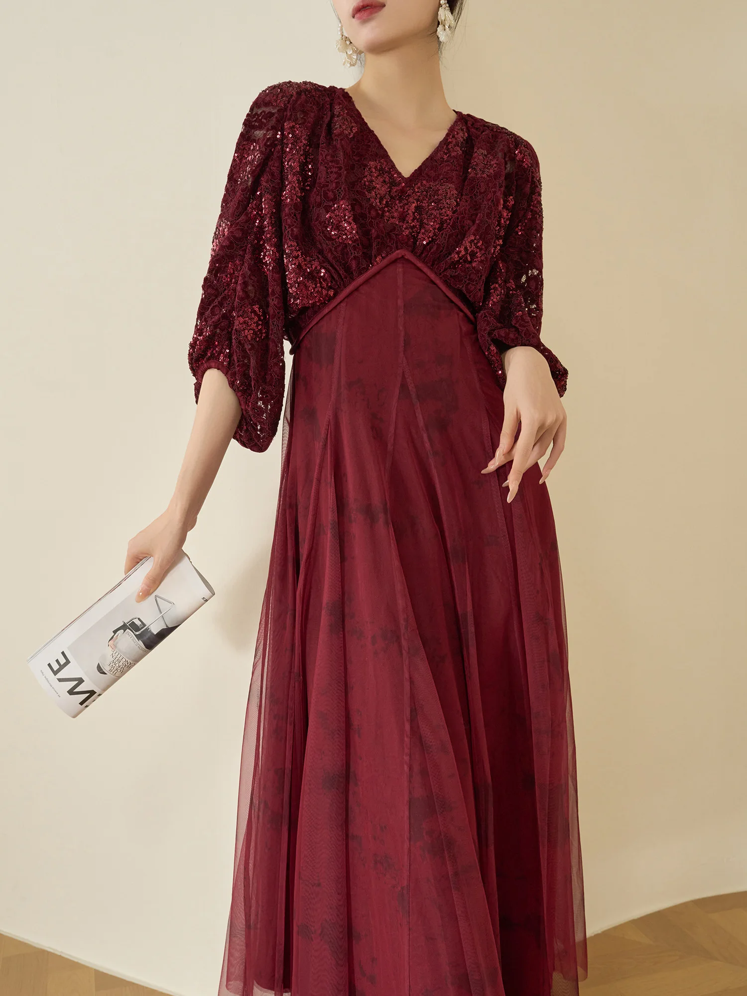 

Новая женская юбка Ele Flowing Era с кружевными вставками, V-образным вырезом, А-силуэта, из полиэстера, для офиса и повседневной носки