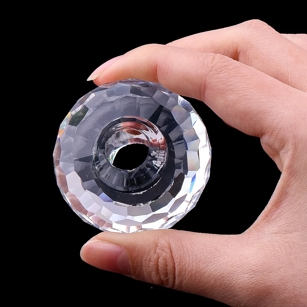 Multi-faceted Transparent Circular Junction Shape Crystal Beads Pendant Rainbow Maker Sunlight Collector Chandelier Parts Decor