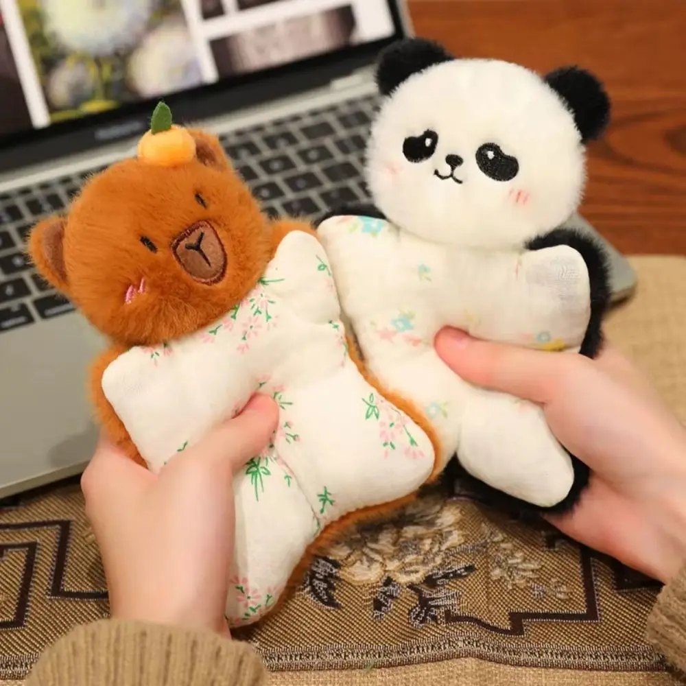 Fashione Simulation Capybara Finger Puppet Fluffy Soft Panda Plush Pendants Cartoon Kawaii Plush Rabbit Doll Pendant Jewelry