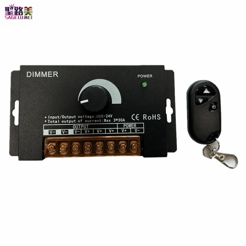 DC5V-24V 12V LED Knob Dimmer Max 3x30A 90A 720W Remote Controller PWM Digital Dimming For SMD 5050 3528 2835 LED Strip Lights
