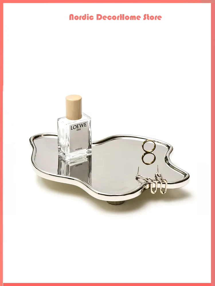 

Nordic Bathroom Organizer Light Luxury Ceramic Jewelry Dish Unique Cloud Storage Trinket Plate Lipstick Holder Perfume Tray