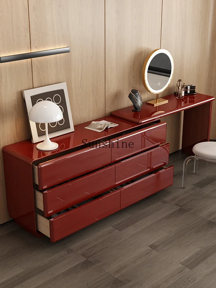 chest integrated red modern simple Italian light luxury high-end atmospheric mirror makeup tableYY