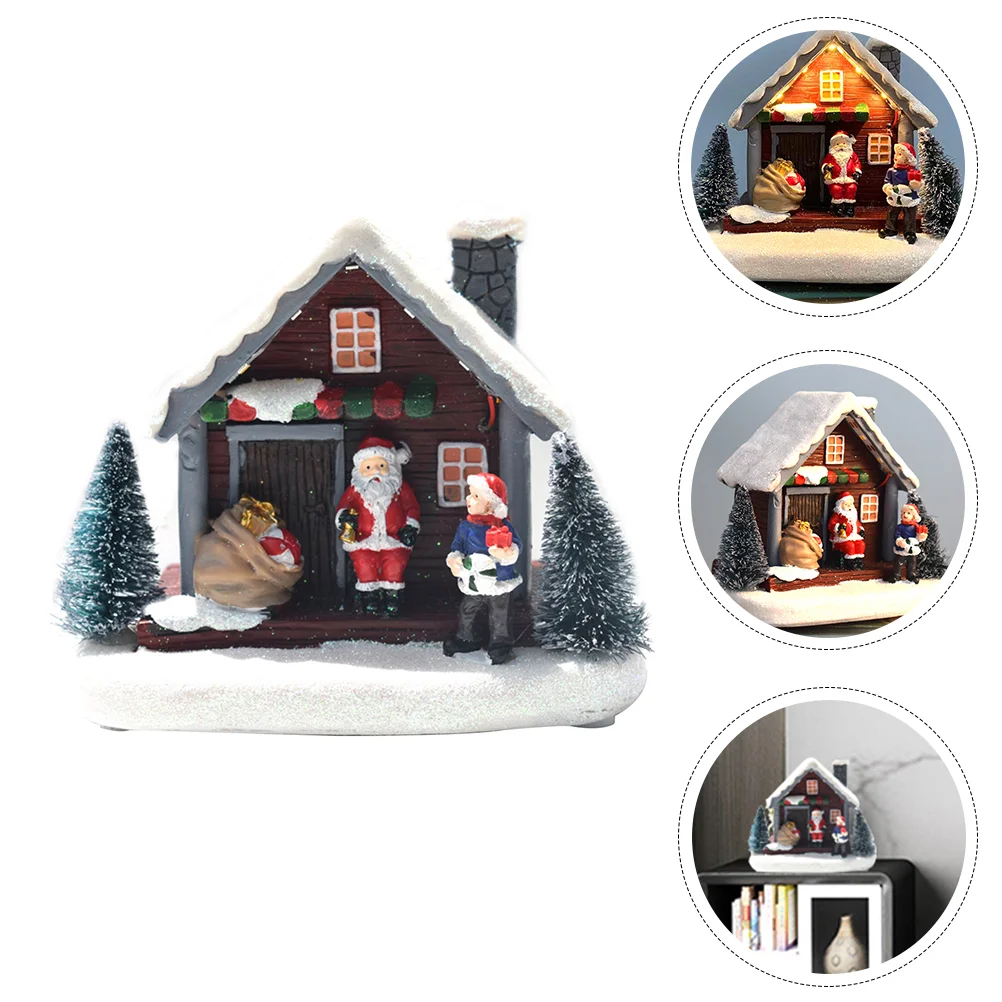 Decor Snow House Decoration Xmas Shaped Winter Christmas Adornment Desktop Mini Chic Festival Gift