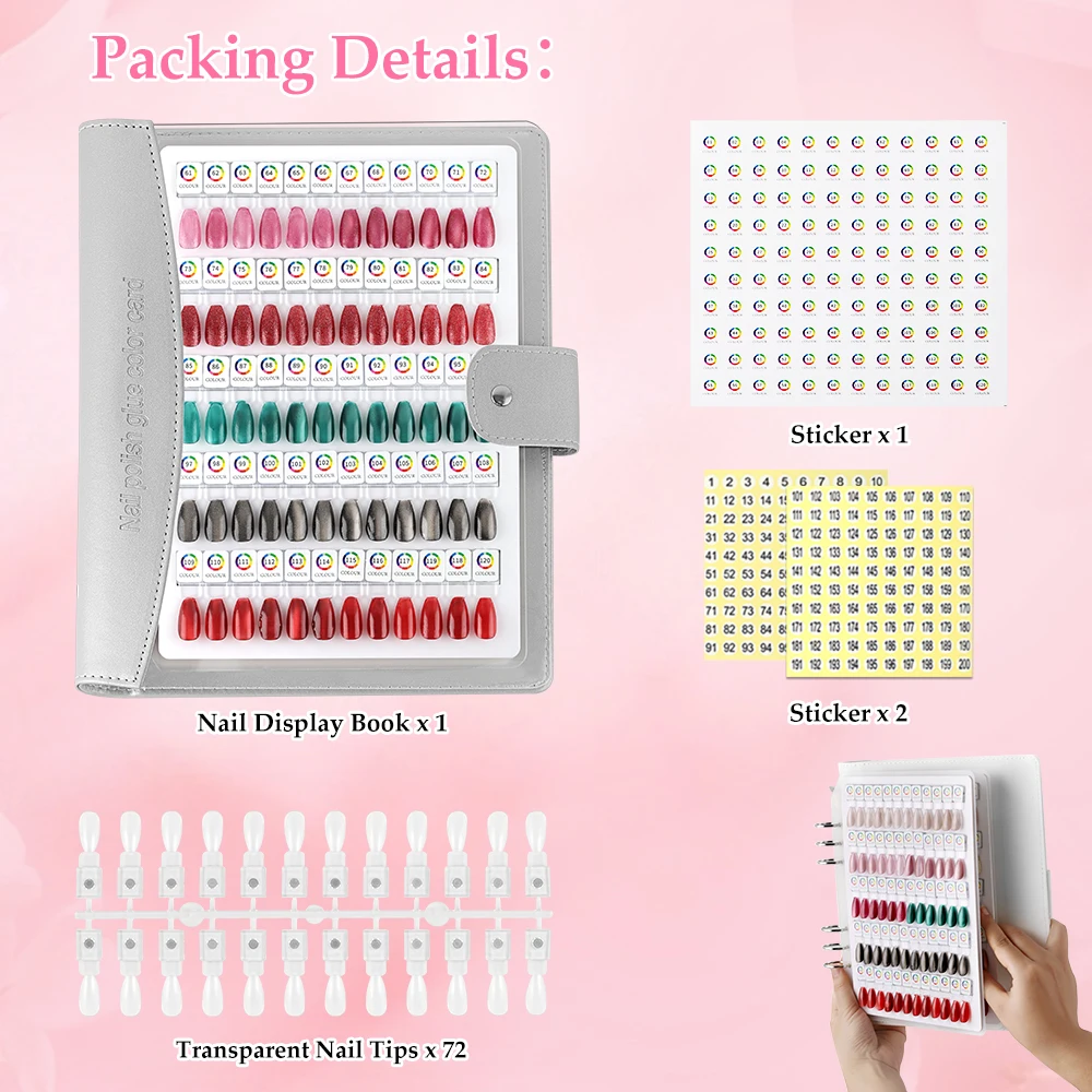 60/120 Colors Premium Magnetic Nail Swatch Book Crescent-Shaped Leather Cover Reusable Magnetic Nail Tips Removable Nail Tools image 3