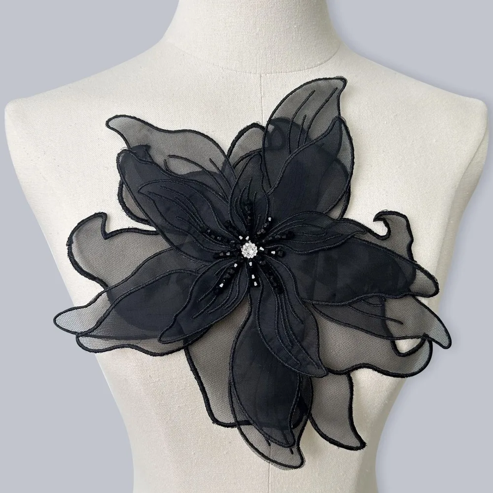 Light Luxury DIY Handmade Sewing Embroidery Patch Pearl Flower Clothing Wedding Performance Clothing Decoration