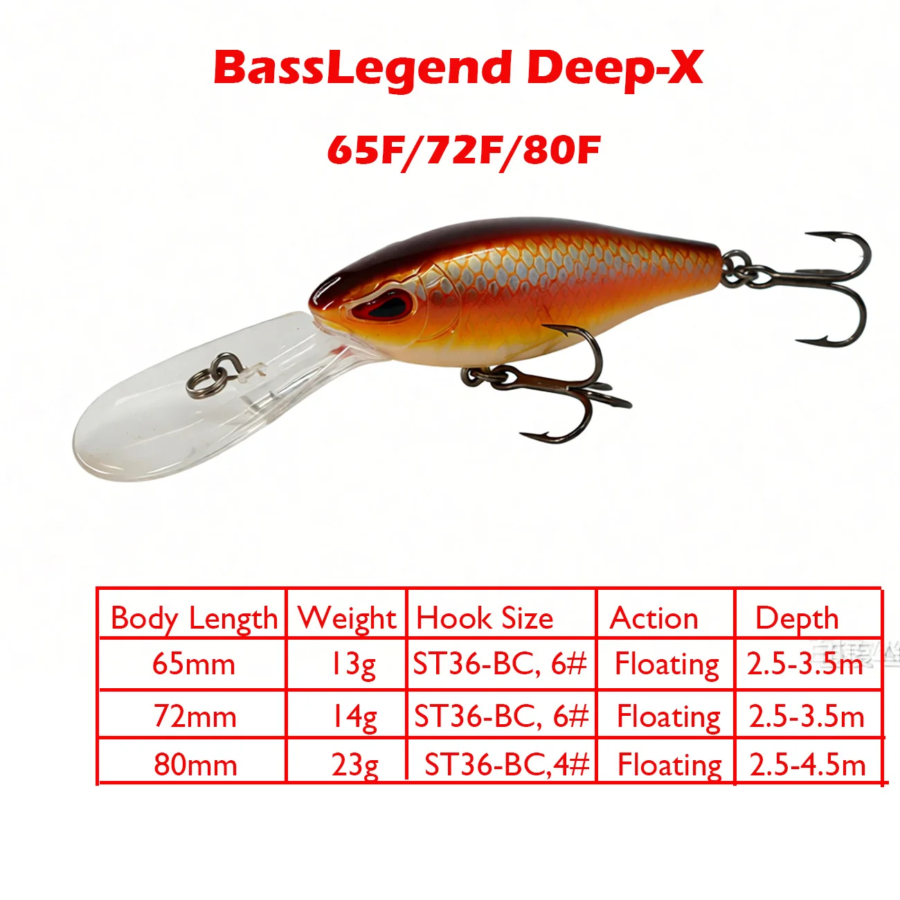 BassLegend Deep-X Señuelo Shad Flotante para Lubina y Lucio - imagen 5