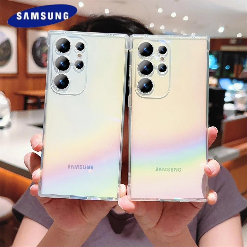 Überzug Klar Gradient Fall Für Samsung Galaxy S26 S25 S24 Ultra S23 S22 S21 Plus S26 Rand FE Laser Transparent weiche TPU Abdeckung