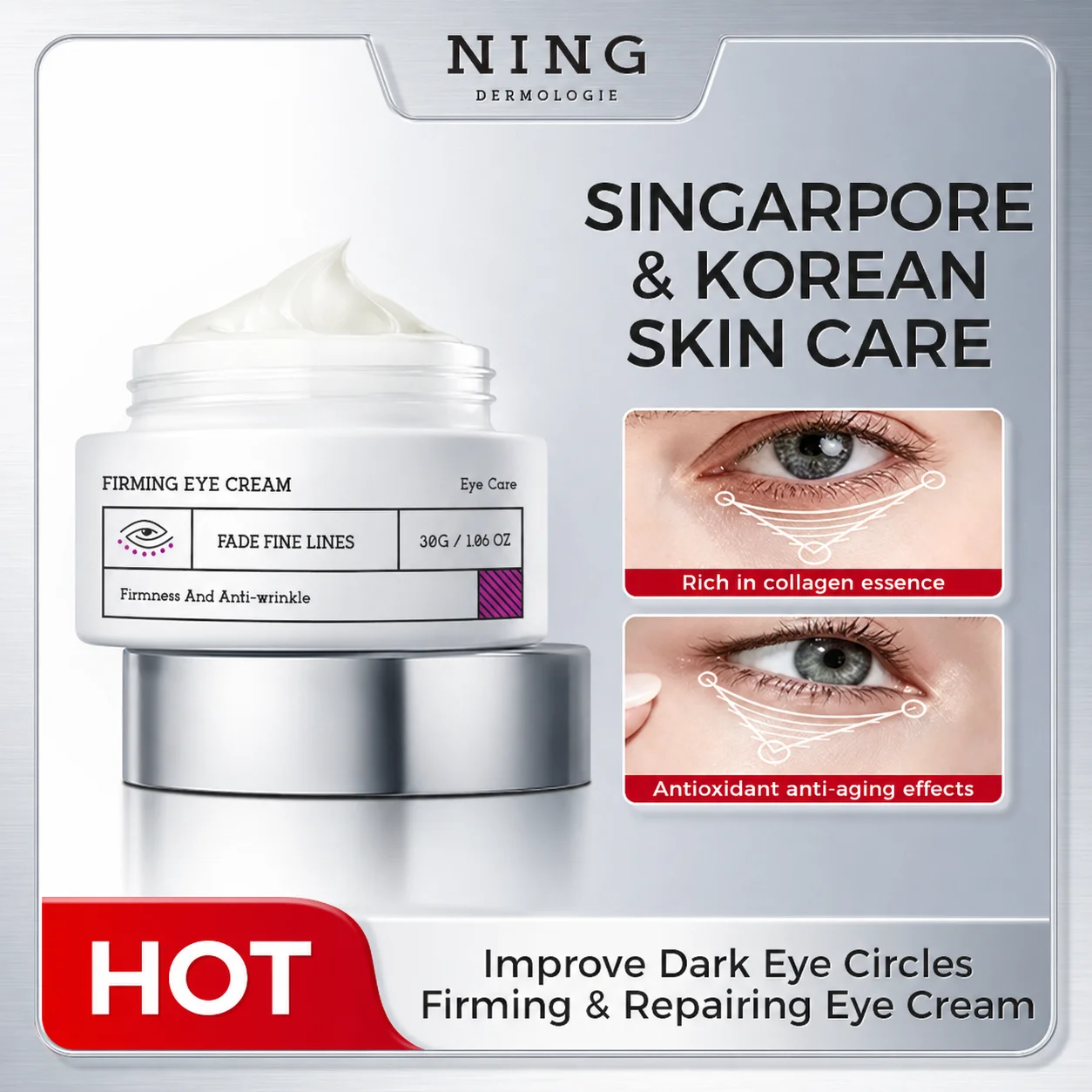 NING Eye Cream – Firming Eye Care with Pro-Xylane, Carnosine, Niacinamide & Alpha Arbutin for Dark Circles & Wrinkles