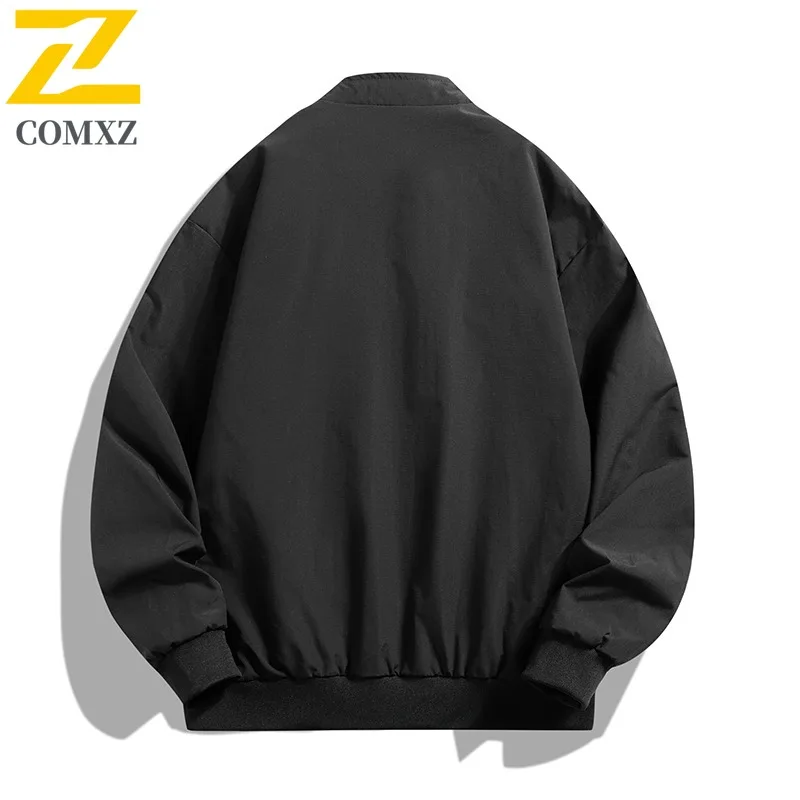 COMXZ Men Outdoor Jacket Classic Stand Collar Travel Lightweight Motorcycle Jacket Daily Style Comfort Autumn Zipper Clothing