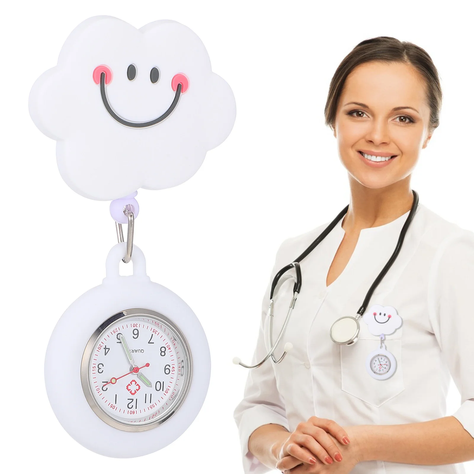 

1pc Silicone Nurse Nursing Timepiece For Medical Staff Hanging Nurses Women Hanging Fob Telescopic Nurse Watch Watch