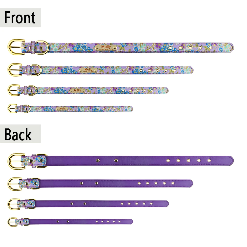 맞춤형 반려동물 목걸이, 분실 방지 버클용, 꽃무늬 개 목걸이, 태그 ID 이름 새김, 소형 중형 대형견 퍼그