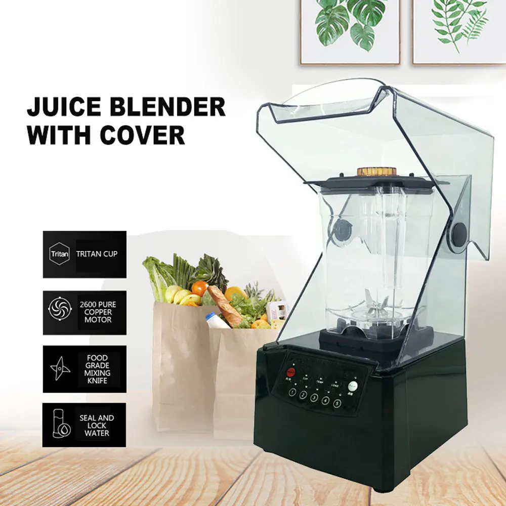 Commercial Food Blender Smoothie Machine with Cover Mikser Blender Silent Smoothie Ice Cushed Machine Juicer