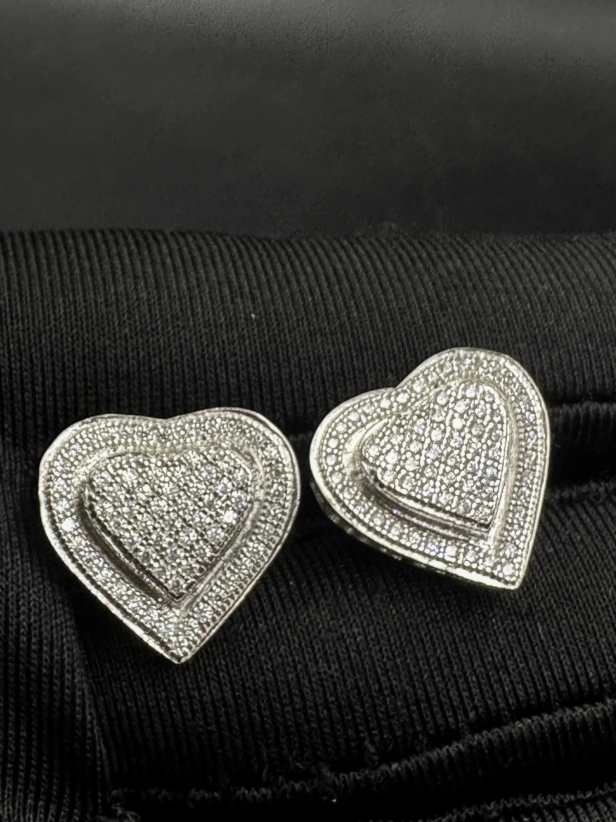 

New Trend Double Heart Zircon 925 Sterling Silver Iced Out Women Cluster Earring Stud Cluster Jewelry Custom Moissanite Earring