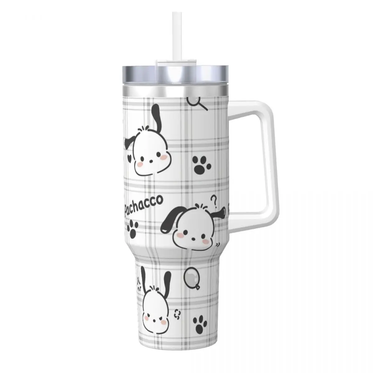 Pochacco Cartoon Dog Sanrio Stainless Steel Tumbler Driving Car Mugs 40oz Thermal Cups Heat Drinks Milk Tea Water Bottle