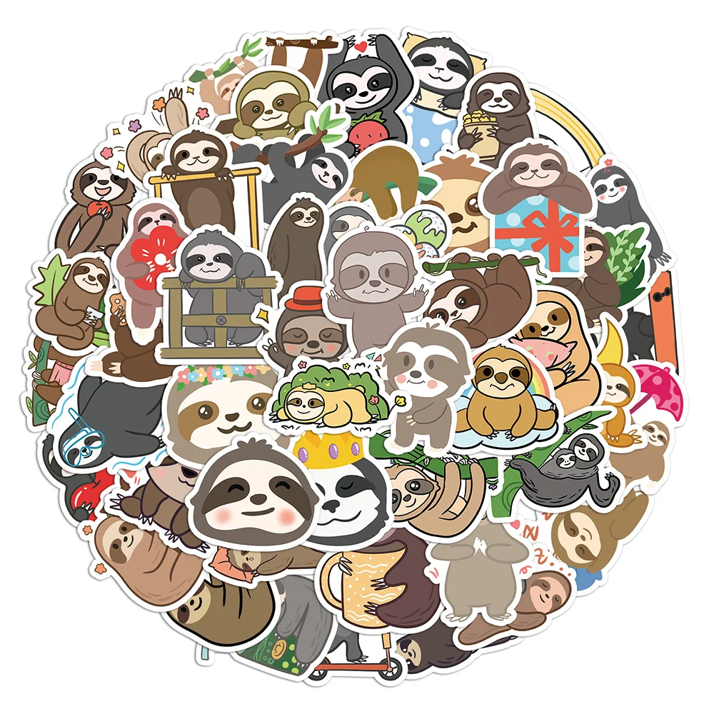 

10/30/50pcs Funny Cartoon Sloth Animals Stickers Cute Graffiti Sticker DIY Water Bottle Helmet Phone Decals Decoration Toy Gift