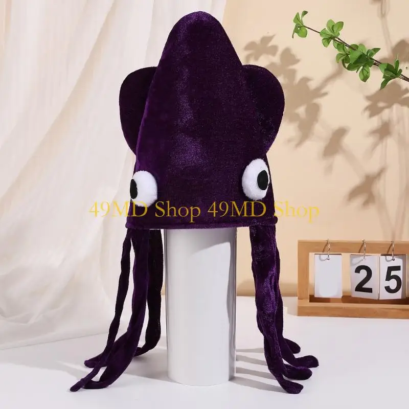 

49MD Creative Cuttlefish Hat Creative Design For Costume Parties Festival Event And Performances Halloween Dressingup Headpiece