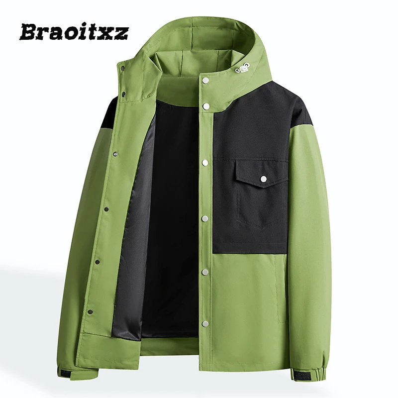 New Men Spring Autumn Fashion Casual Outdoor Sprots Camping Windproof Waterproof Jacket Coats Men High Quality Hooded Jacket Men