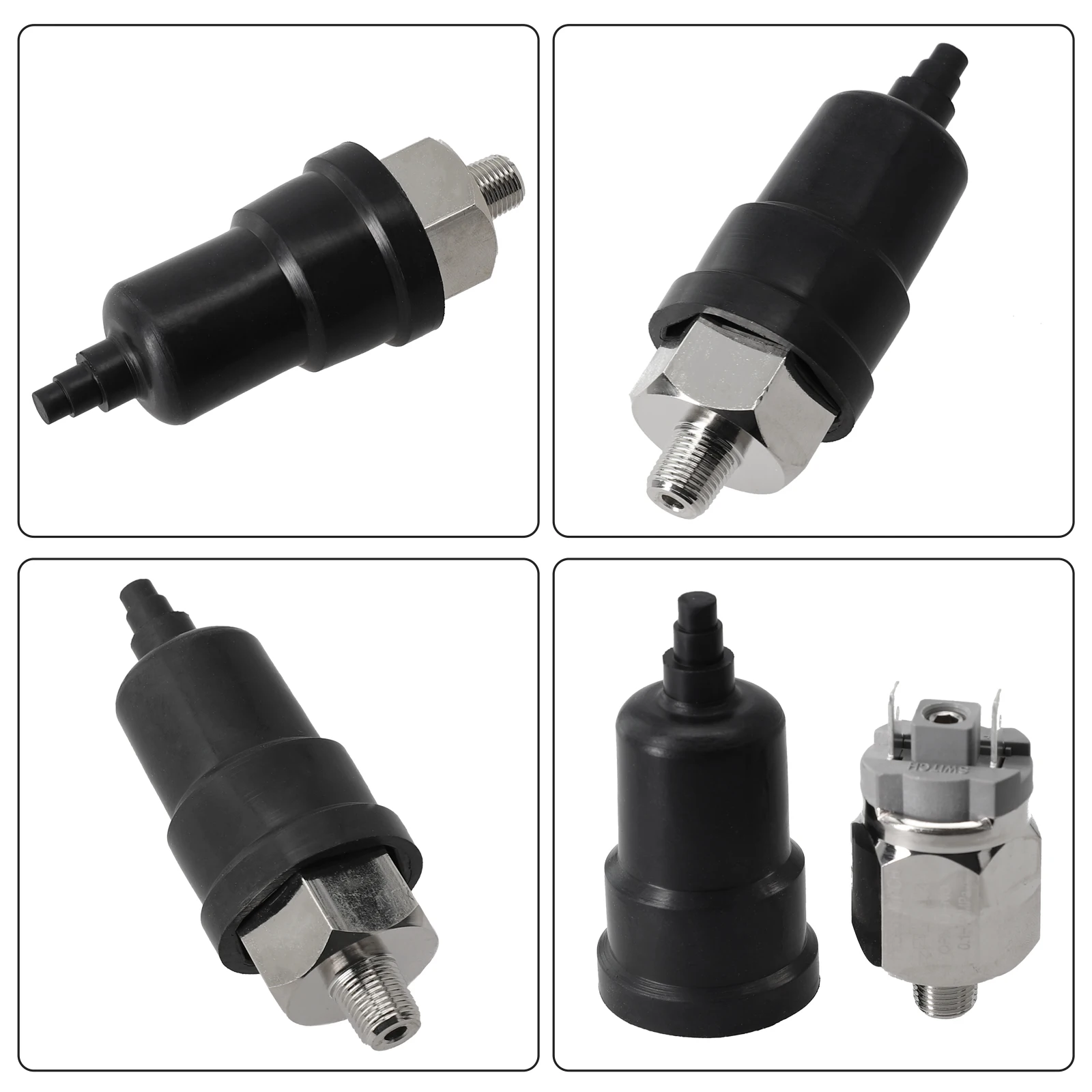 Pressure Adjustable Pneumatic Switch with 1/8 Male Thread for Air Medium Applications 0.5A Current and IP54 Protection Class