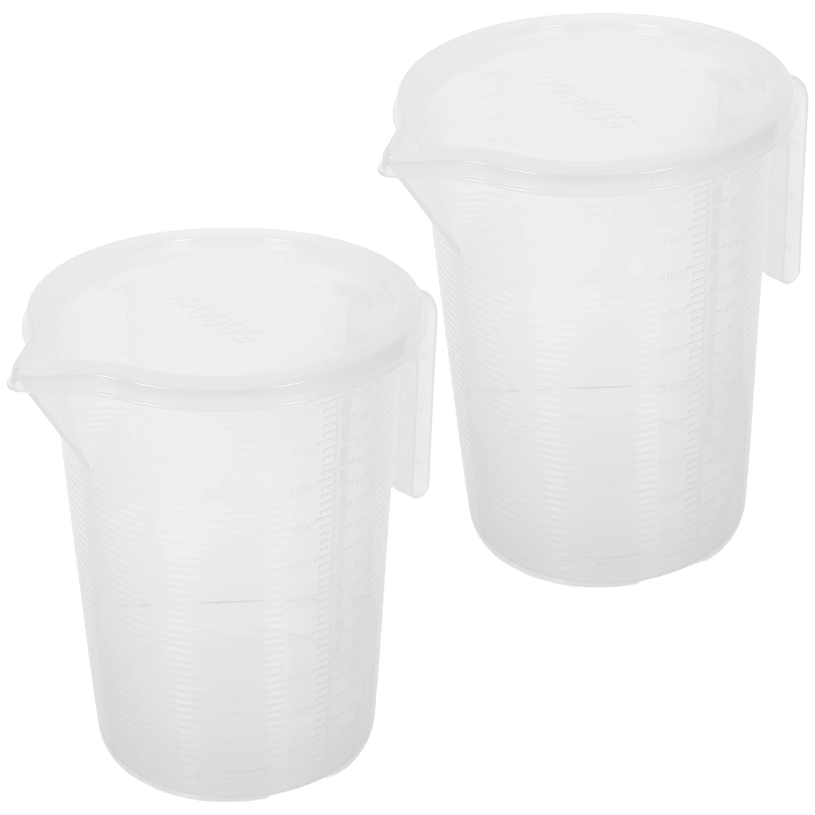 

2Pcs Plastic Measuring Jug Transparent Large Capacity PP with Lid Heat Resistant Clear Graduated Liquid Measuring Cup for Milk