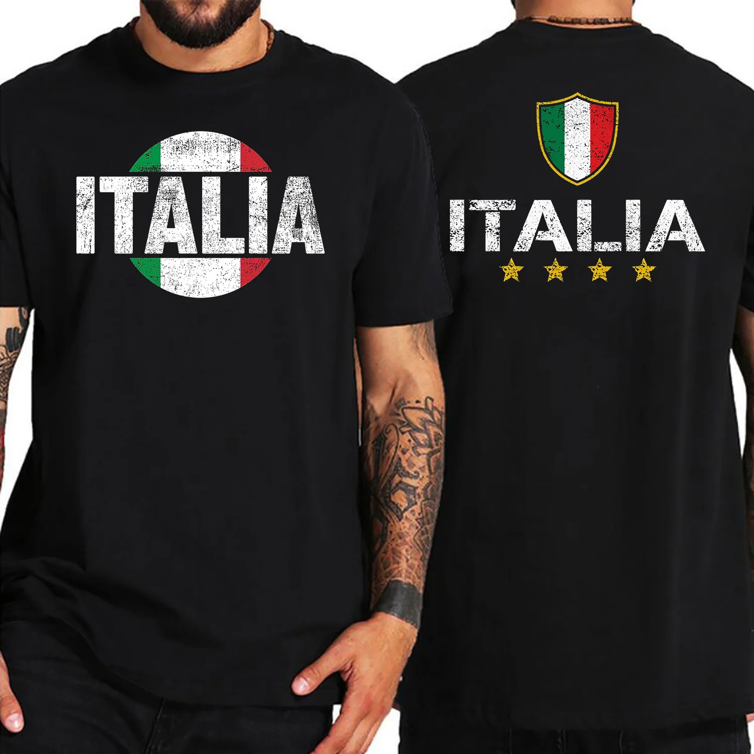 Vintage Distressed Italy Italia ItalianFlag T-Shirt Short Sleeve Tee Shirt 100%Cotton T Shirt Men Stylish Fashion Casual Tshirt