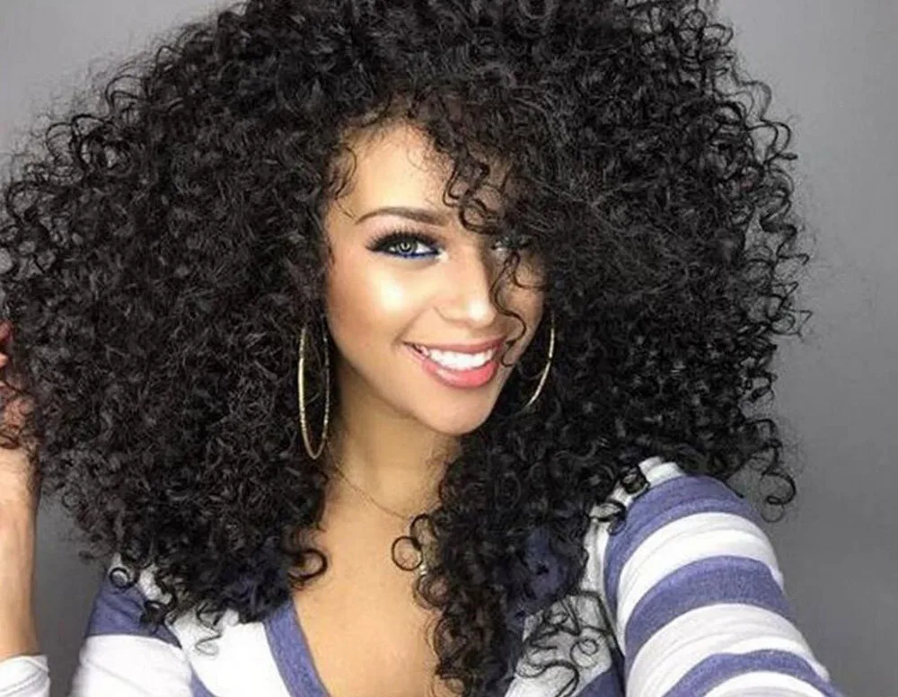 Middle-Parted Curly Wig European And American Afro Hairpiece Naturally Black Fashion Trend Natural Medium Length Curly Hair