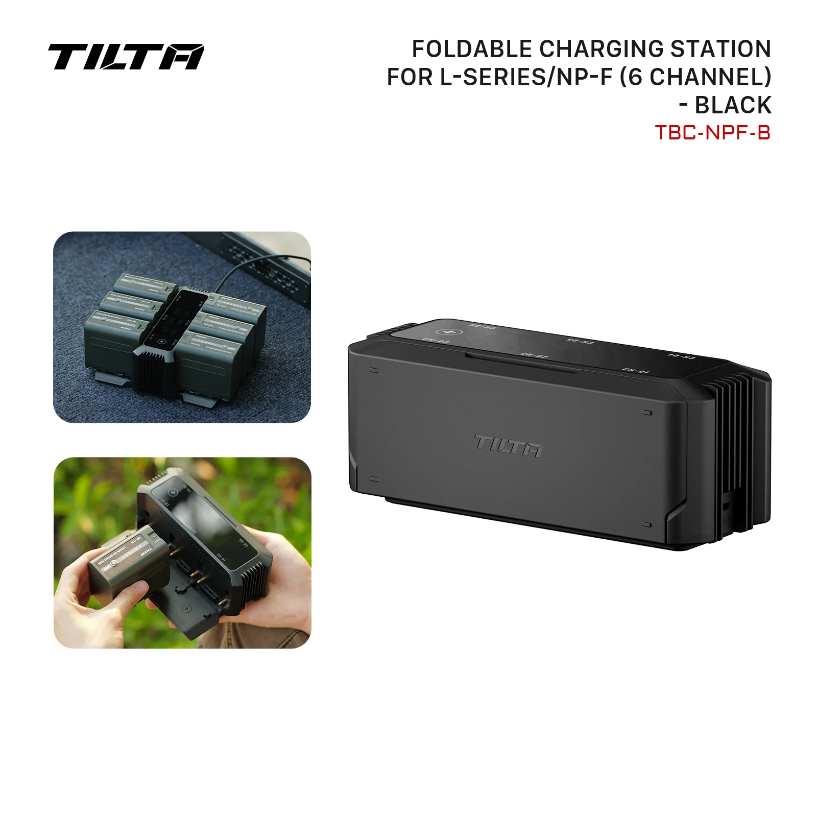Зарядная станция TILTA для аккумуляторов NP-F (6 каналов), портативная, для Sony NP-F550/NP-F750/NP-F970/NP-FM50/NP-FM500H