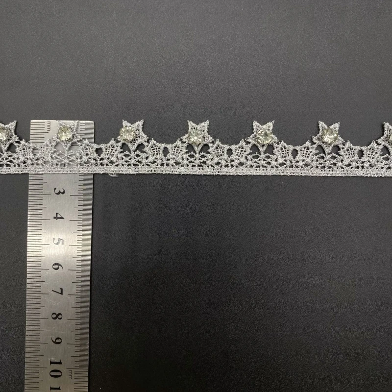 5Yard/Lot Gold Silber 2cm Stern Perlen Stickerei Spitze Trim Band DIY Halskette handgemachte Kleidung Hochzeits kleid Näh materialien – Detail 16